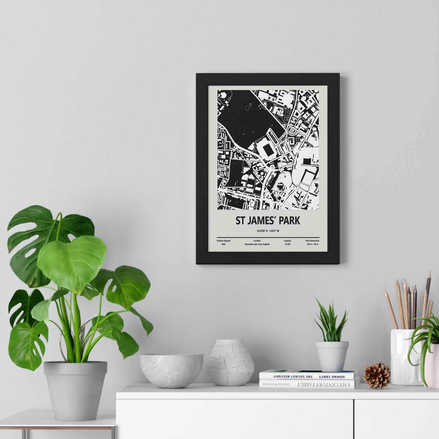 St James’ Park minimalist football ground map artwork