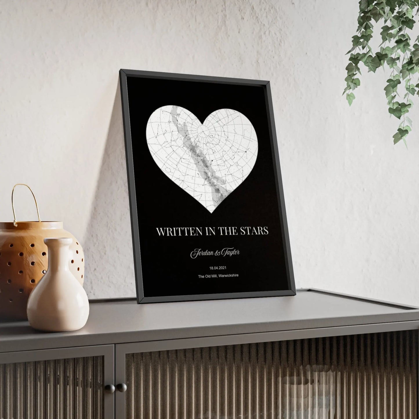 Romantic personalised star map wall art for couples
