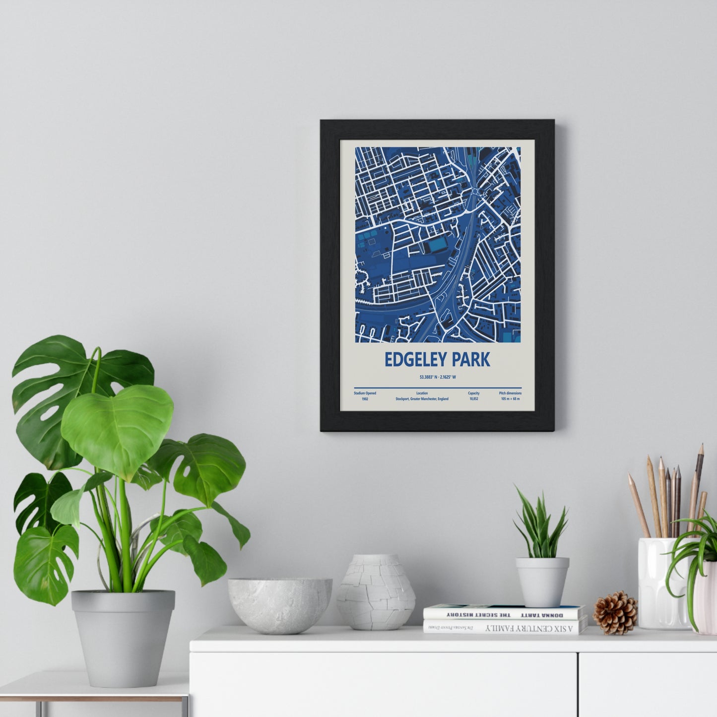 Edgeley Park stadium map wall art modern football decor