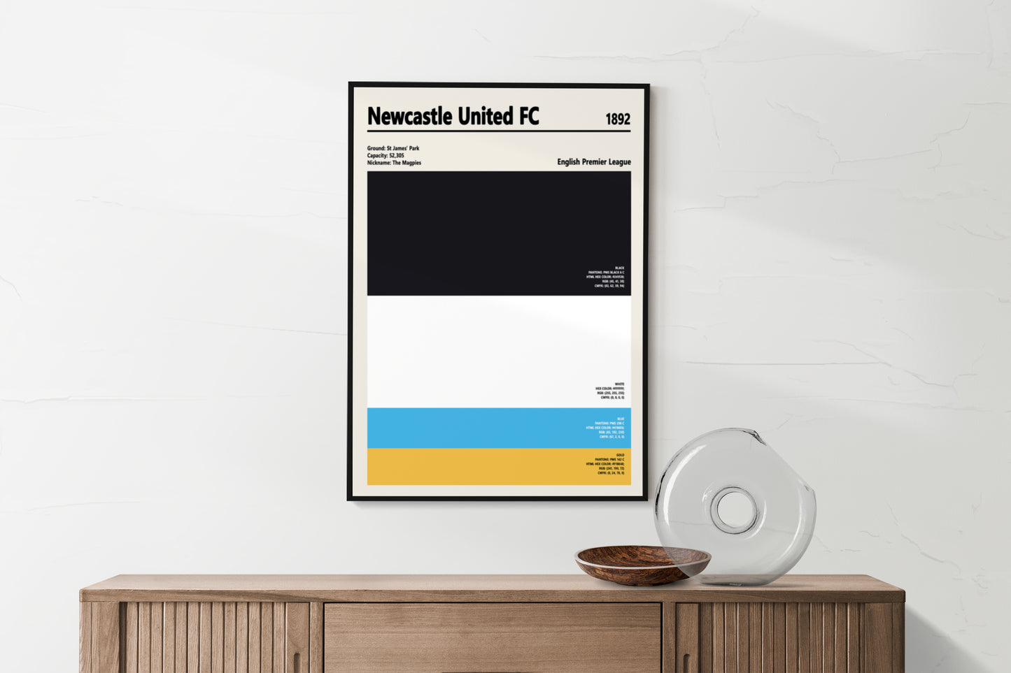 Newcastle United colours print UK football supporter gift