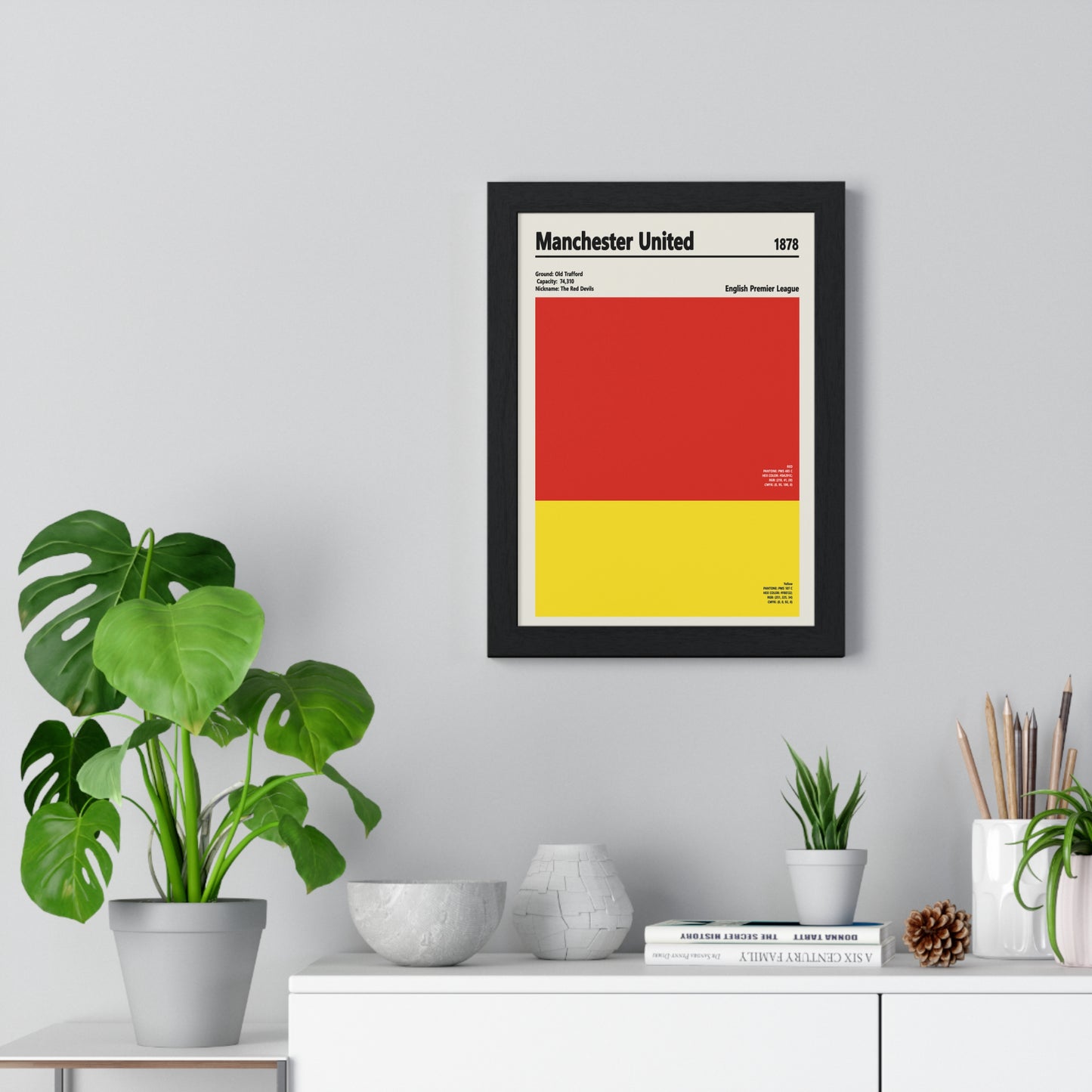 Manchester United colour swatch wall art modern football decor