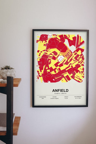 Lifestyle - Personalised Stadium Map Print hanging on a living room wall