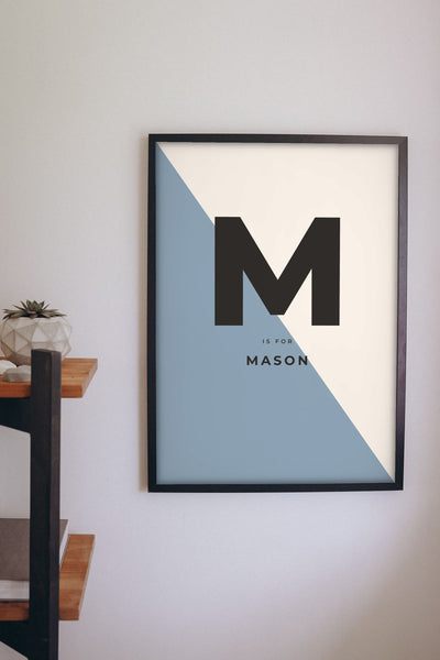 Lifestyle - Personalised Nursery Name Print hanging on a living room wall