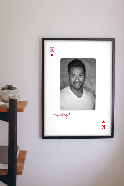 Lifestyle - Personalised Couples Playing Card Photo Print hanging on a living room wall