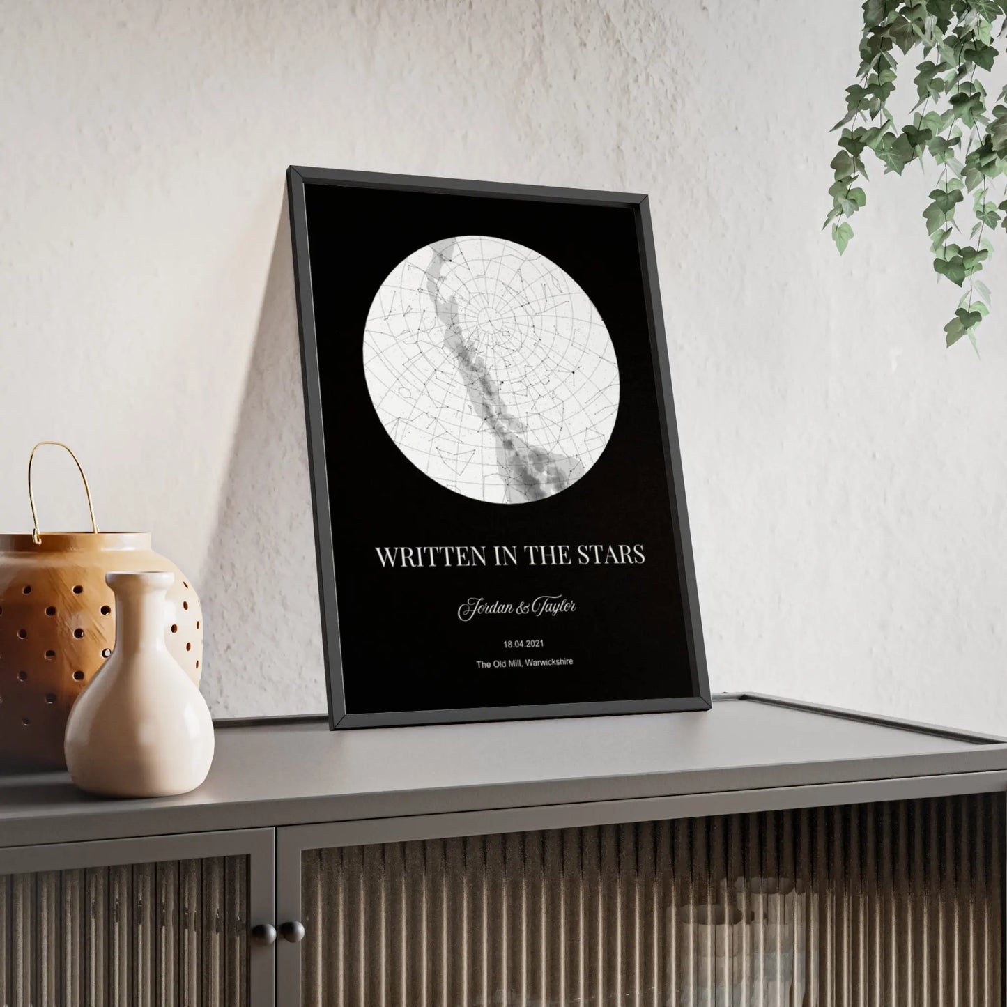Modern constellation wall art personalised for couples