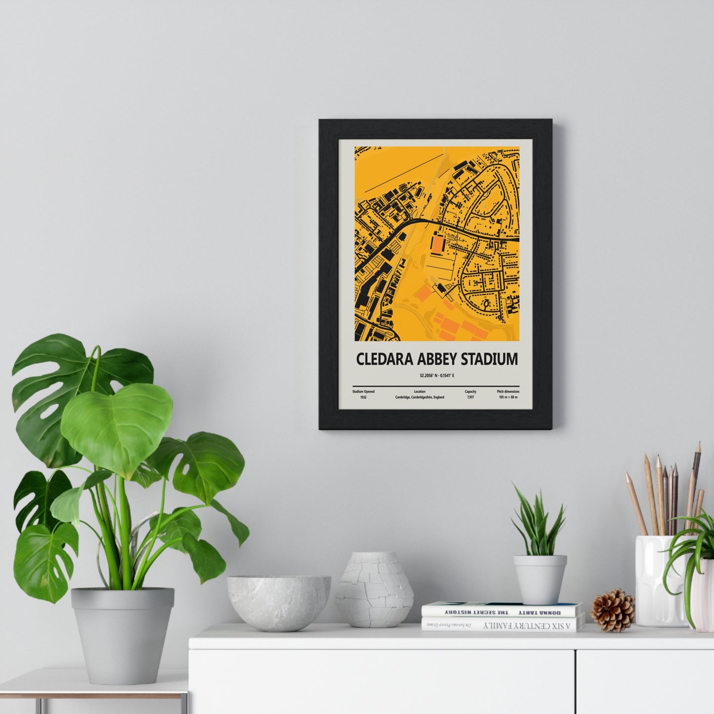 Cledara Abbey Stadium cartographic print Cambridge