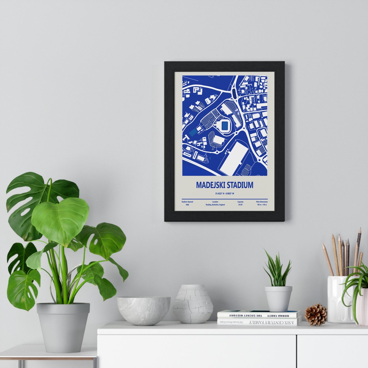 Illustrated Madejski Stadium overhead map poster