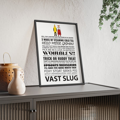 Bottom word cloud quotes print framed on a wall - unofficial fan art by Poster Kingz