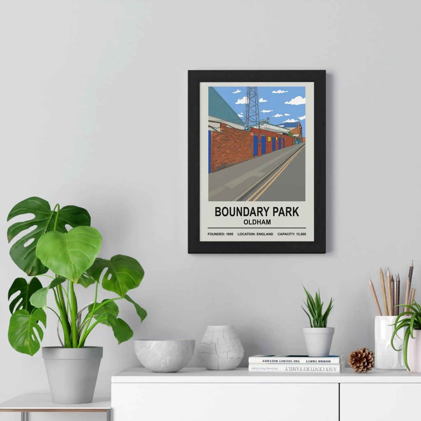 Oldham Athletic stadium wall art gift – Boundary Park print