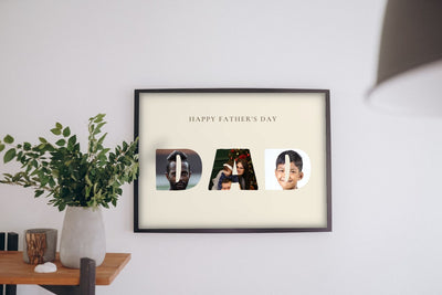 Lifestyle - Personalised Father's Day Photo Print hanging on a living room wall