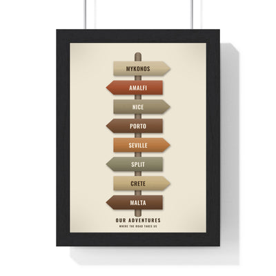 Cream personalised travel signpost print custom destination poster