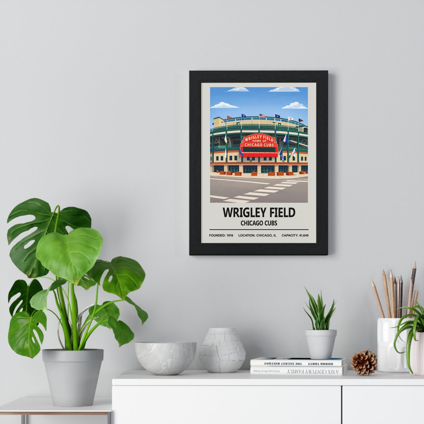 Wrigley Field iconic baseball stadium illustration