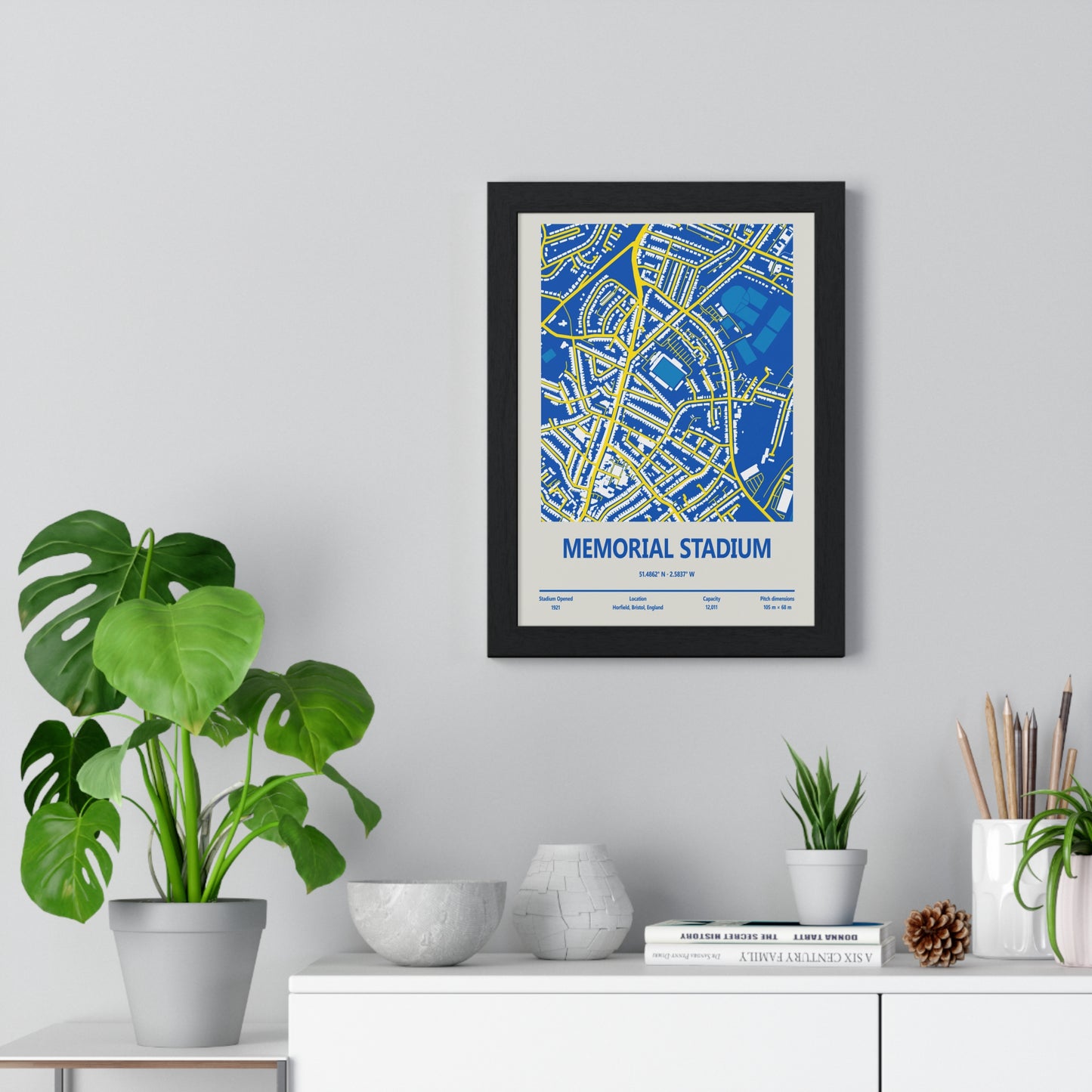 Memorial Stadium map wall art gift for football fans