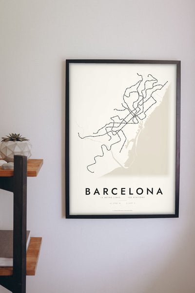 Barcelona Metro Map Print - Barcelona metro lines map print on the living room wall