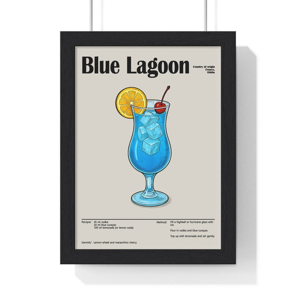 Blue Lagoon cocktail poster framed – bright retro drink wall art by Poster Kingz