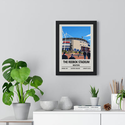 Framed Bolton Wanderers Reebok Stadium poster close-up