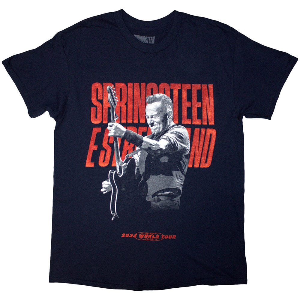Navy t-shirt with Bruce Springsteen Unisex - Tour '24 Guitar Photo (Navy Blue) Official Merch