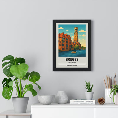Framed Bruges Belgium travel poster