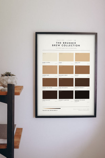 Brummie Brew Colour Chart framed on a wall