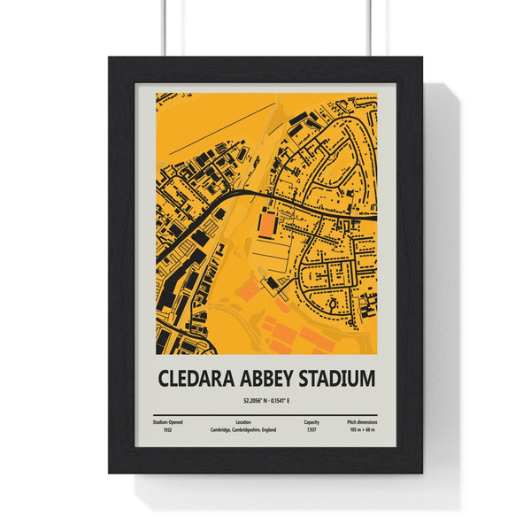 Framed Cledara Abbey Stadium map print Cambridge United wall art