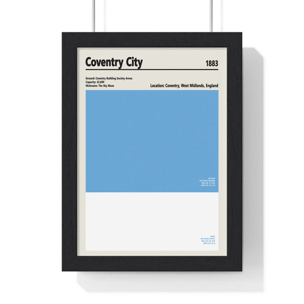 Framed Coventry City colour swatch print Sky Blues wall art