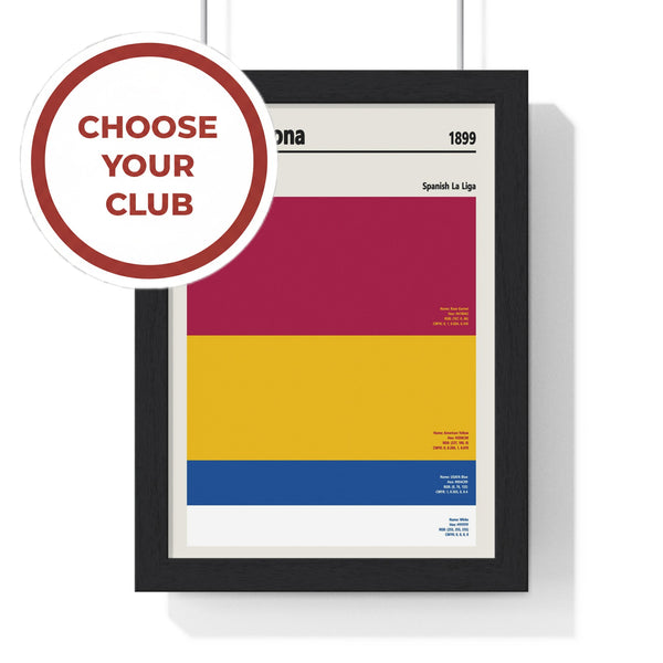 Framed Custom Sports Team Colour Swatch - Choose Your Team poster