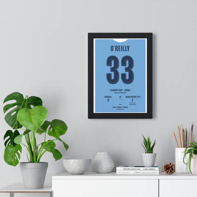 Framed Manchester City O'Reilly 33 League Cup Final Shirt Print - Wembley 2026 poster