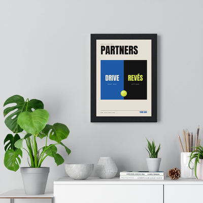 Drive and Revés Padel print framed on a living room wall