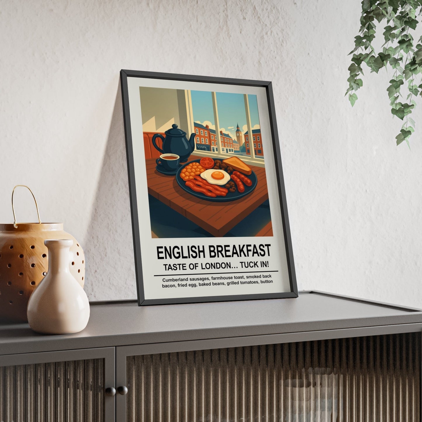 Framed English Breakfast - London Kitchen & Dining Room Print print
