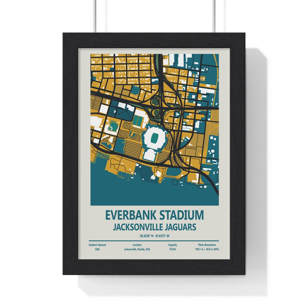 Framed EverBank Stadium map print Jaguars NFL stadium wall art