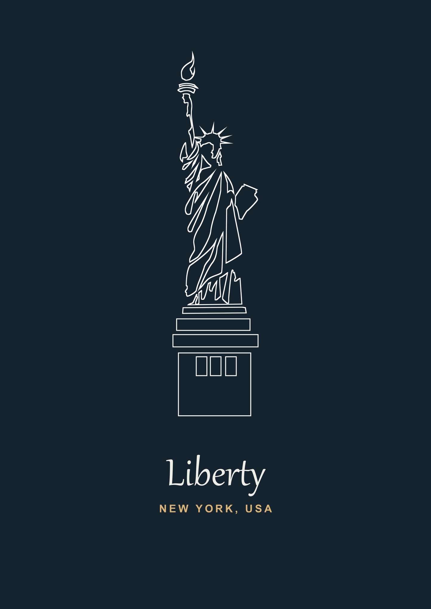 Personalised Statue of Liberty Line Art Print | Custom Travel Poster
