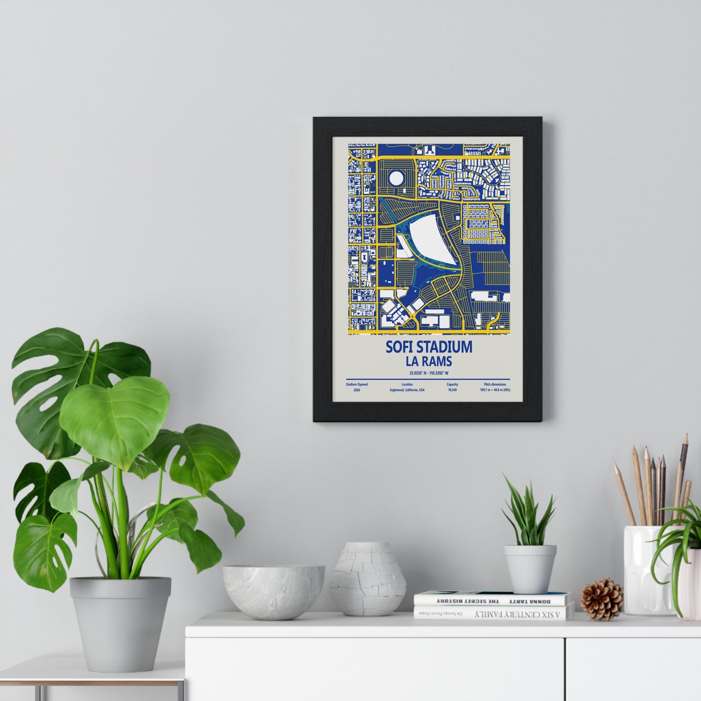 SoFi Stadium Inglewood map print for LA Rams fans