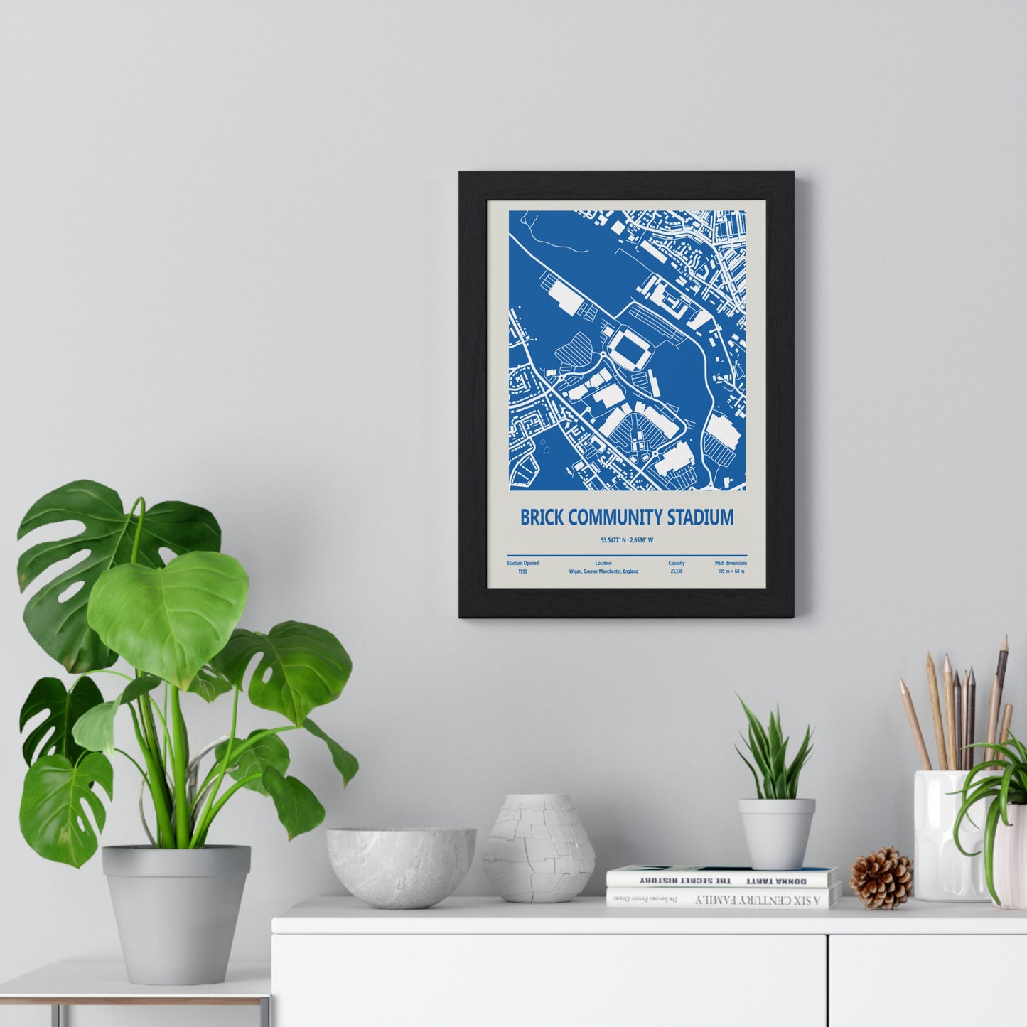 Wigan Athletic stadium map wall art for Latics supporters