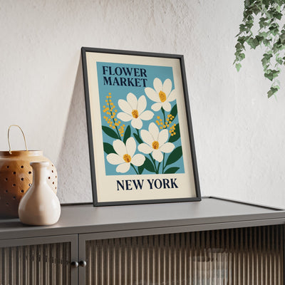 Framed Flower Market New York travel poster