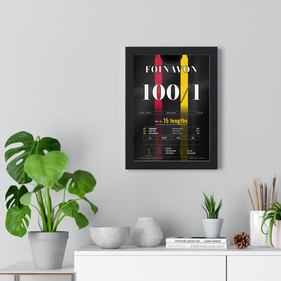 Foinavon Grand National 1967 Horse Racing Poster - 100/1 Winner Silks Print framed on a living room wall