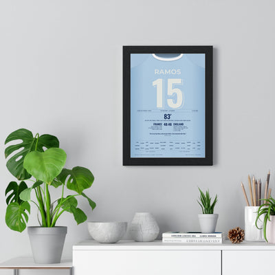 France v England Six Nations 2026 Poster - Thomas Ramos 15 Le Crunch Winning Penalty Print framed on a living room wall