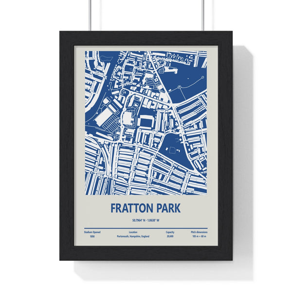 Framed Fratton Park stadium map poster Portsmouth FC wall art