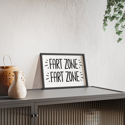 Framed Funny Fart Zone Bathroom Print - Humorous Toilet print