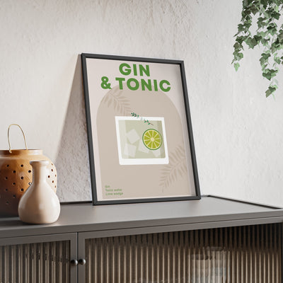 Framed Gin and Tonic - Minimalist Cocktail Print Home Bar print