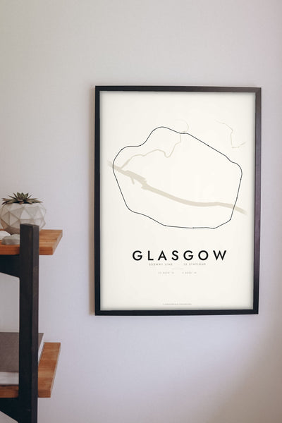 Glasgow Subway Map Print - Glasgow metro lines map print on the living room wall