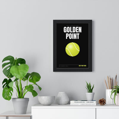 Golden Point Padel print framed on a living room wall