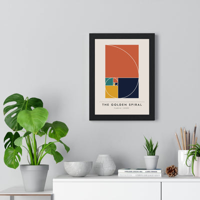 Golden Spiral print framed on a living room wall