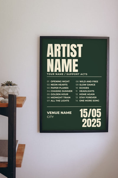 Personalised Gig Poster - Lifestyle - hanging on a living room wall