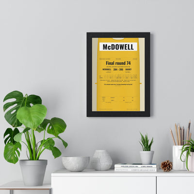 Graeme McDowell Pebble Beach 2010 Golf Poster - Caddie Bib Final Round Win Print framed on a living room wall