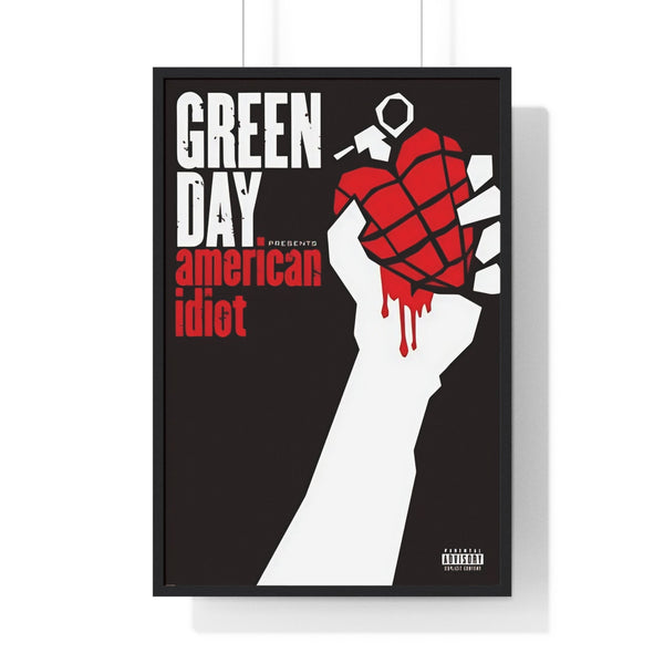Green Day American Idiot album artwork maxi poster with red heart-shaped grenade design on dark background
