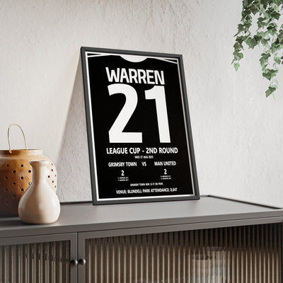 Framed Grimsby Town vs Manchester Poster League Cup 2025 poster