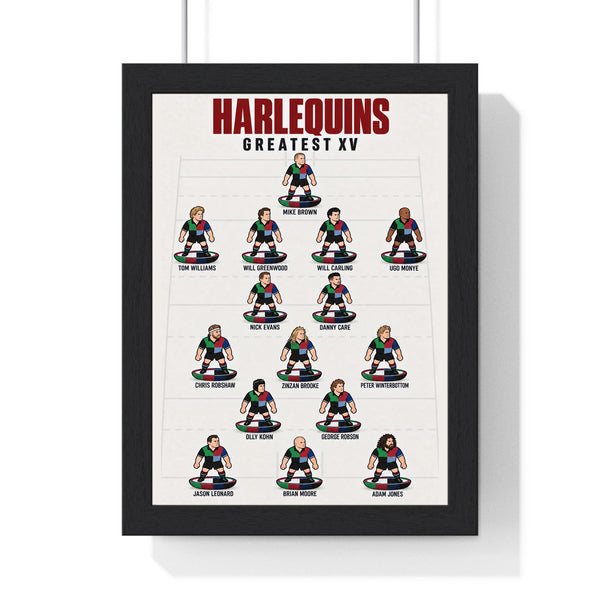 Harlequins Greatest XV print in a black frame
