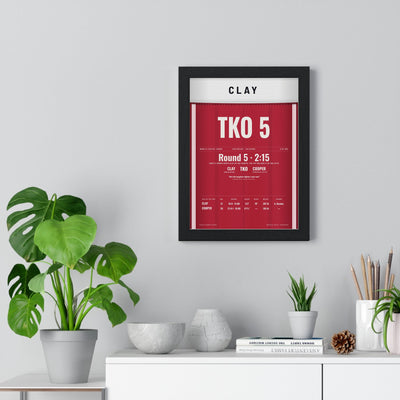 Clay v Cooper 1963 Boxing Poster framed on a living room wall