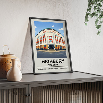 Framed Highbury Arsenal Stadium poster