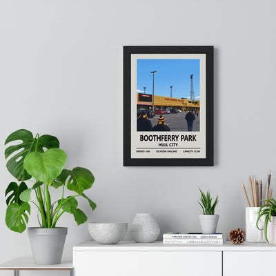 Hull City Boothferry Park Stadium Print framed on a living room wall